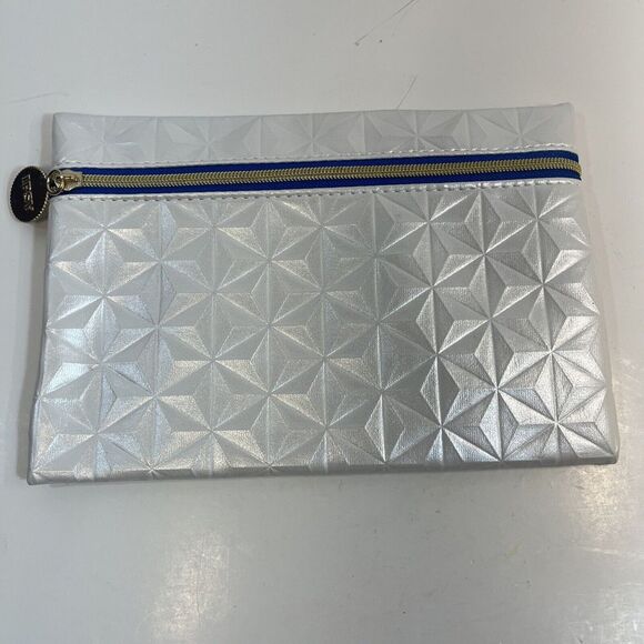 Ipsy white and blue Makeup Glam Bag Zip 5x7" Cosmetic Case Small Pouch - Picture 1 of 7